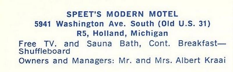 Speets Modern Motel (Websters Inn) - Vintage Postcard